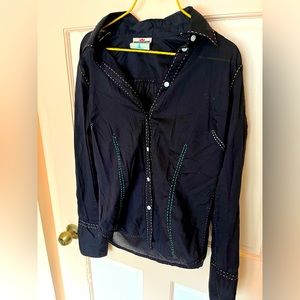 Contrast stitching vintage western style shirt